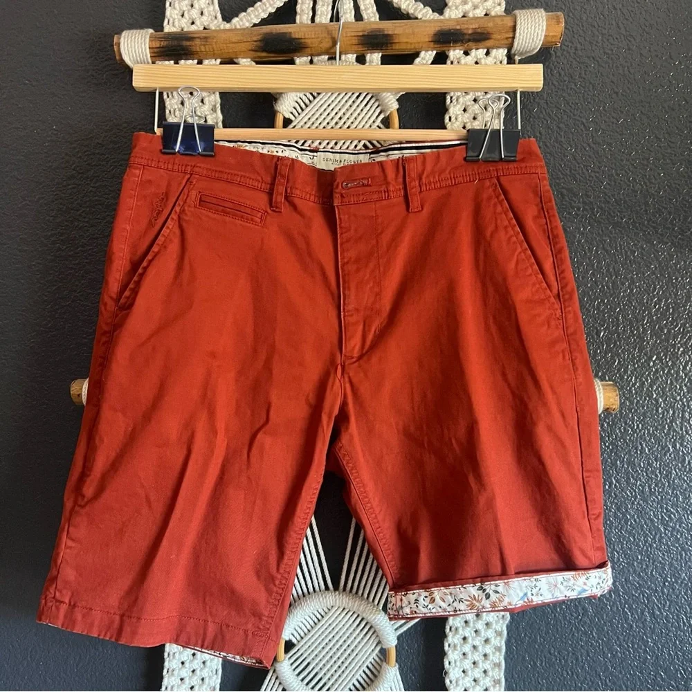 Denim & Flower Ricky Singh Burnt Orange Men’s Shorts Size 32 - Picture 2 of 5